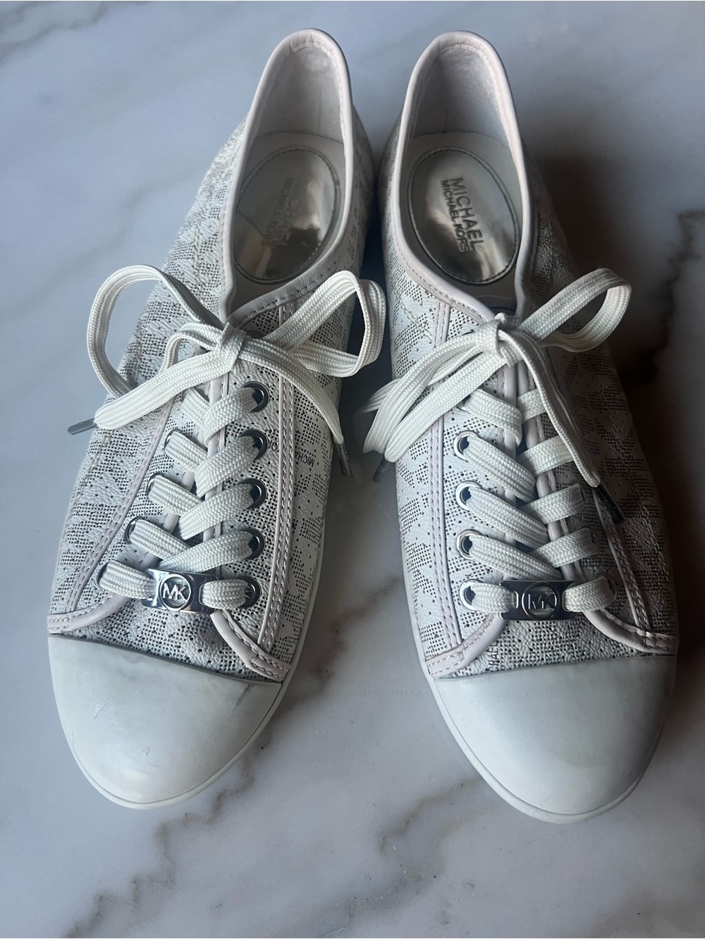MICHAEL Michael Kors White Lace-Texture Low-Top Sneakers
